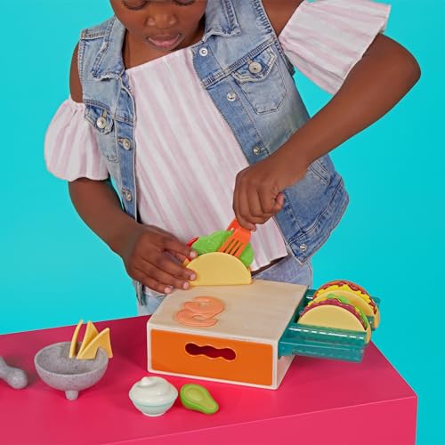 B. toys- Little Foodie Groups- Pretend Play Wooden Play Food – Food Group Crates – 24 Play Kitchen Accessories – Educational Toys for Kids – 3 Years + B. toys