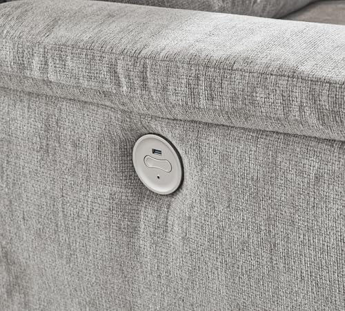 Signature Design by Ashley Barnsana Minimalist Power Reclining Sofa with USB Charging Ports, Light Gray Signature Design by Ashley
