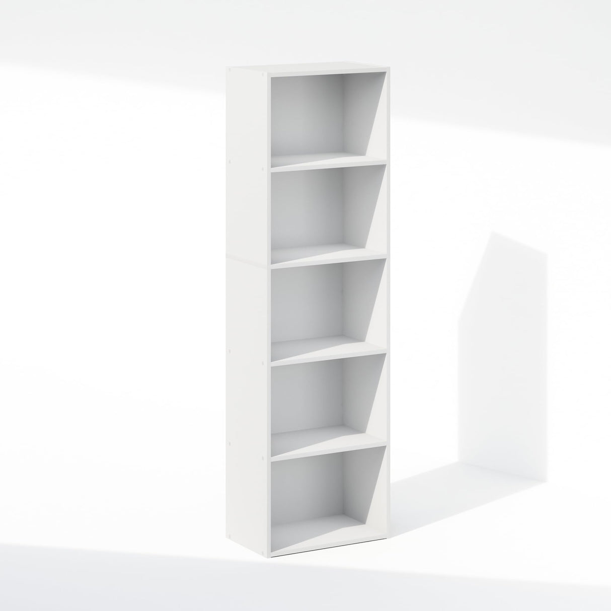Furinno Reed Closet Organizers and Storage, 5-Tier Closet Organizer, Open Shelf Closet Storage, for Wardrobe, Bedroom, Living Room, White Furinno
