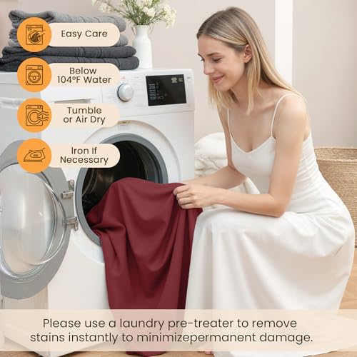 USXIBEI Twin Size 3 Piece Bed Sheet Set - Ultra Imitation Cotton-Premium Breathable & Cooling Sheets - Hotel Luxury Bed Sheets Deep Pocket up to 15"- Wrinkle, Fade, Stain Resistant (Burgundy, Twin) USXIBEI