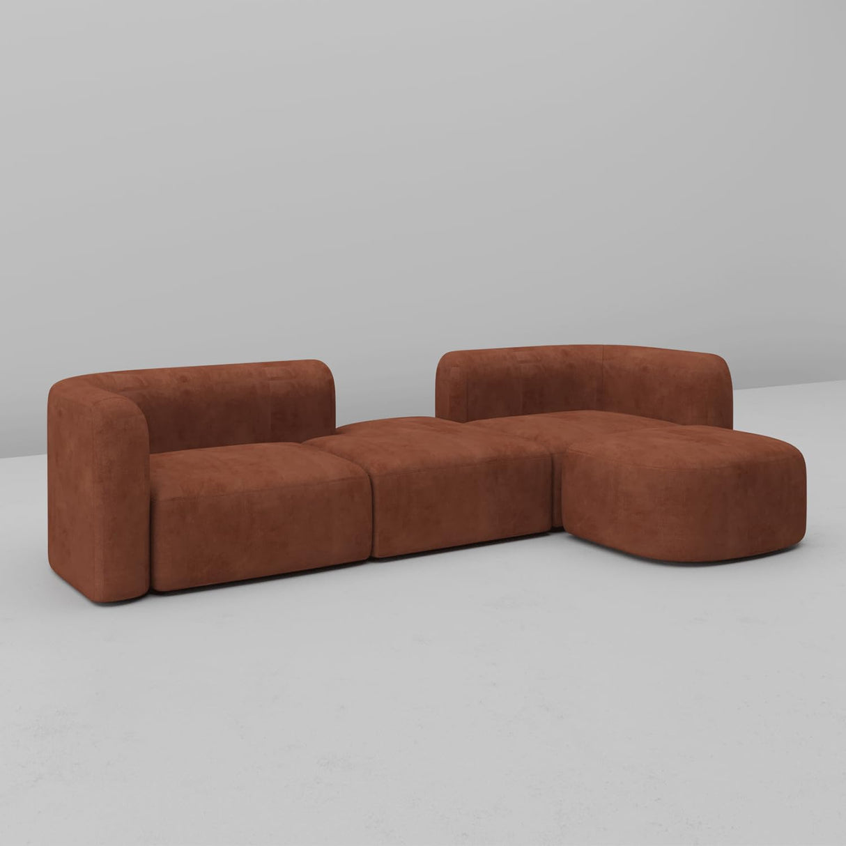 Acanva Luxury Modern Tight Curved Back Velvet Sofa, Minimalist Style Comfy Couch for Living Room Apartment, 4 Seater Modular Sectional, Tangerine Acanva