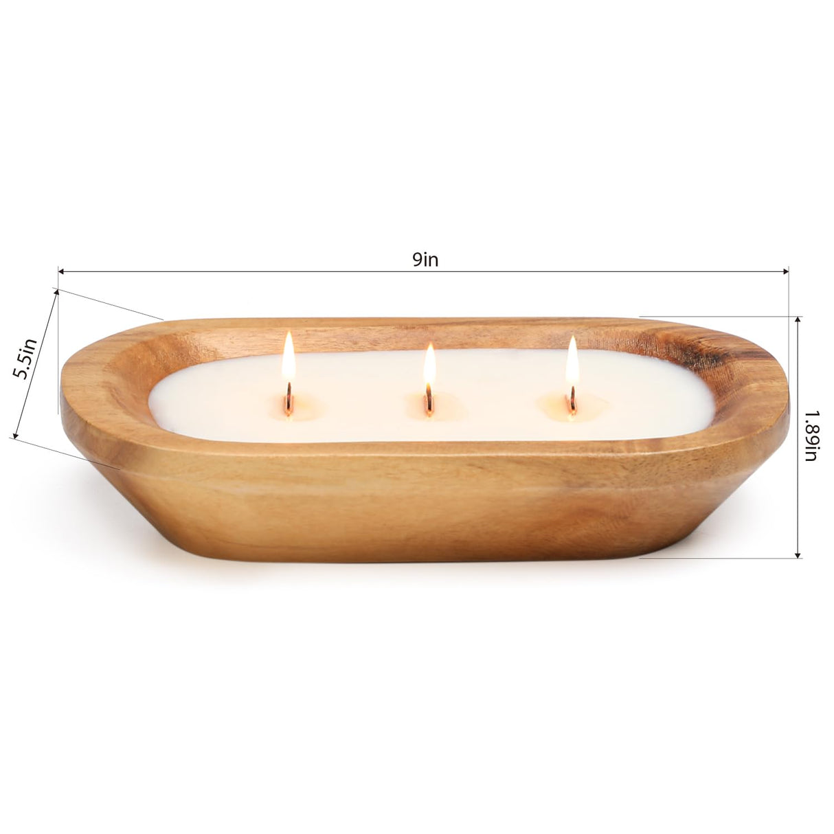 Wooden Bowl Candle 10 Inch, Soy Large Farmhouse Candle for Table, Lavender Scented, 3 Wood Wicks, Christmas Candle Gifts for Men & Women MIRASCENTS