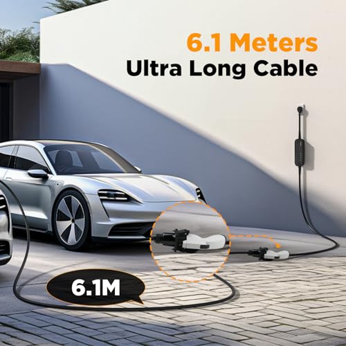 BESENERGY EV Charger Extension Cable 40 Amp 20ft Charging Cord for Electric Vehicle 220V-240V Compatible All SAE J1772 Chargers BESENERGY