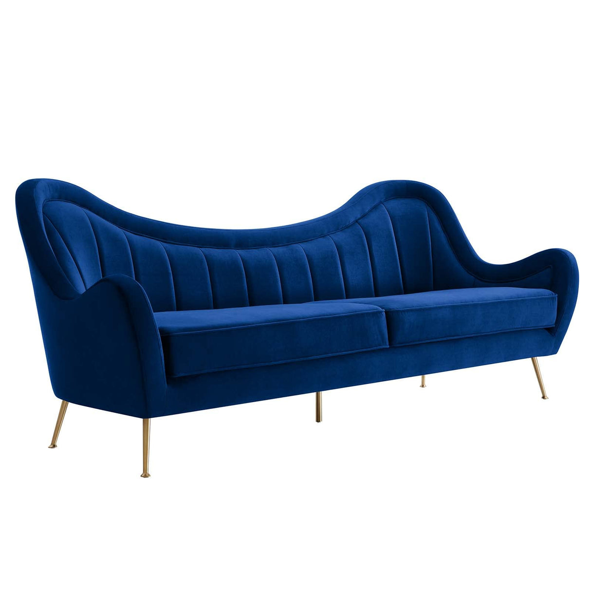 Modway EEI-5874-NAV Cheshire Channel Tufted Performance Velvet Sofa, Navy Modway