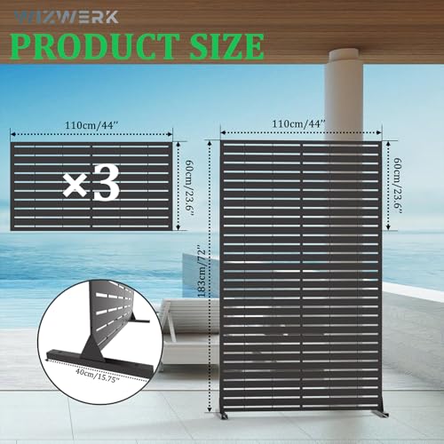 6FT Outdoor Metal Privacy Screen โ Decorative Privacy Fence and Room/Garden Divider, Weather-Resistant Freestanding Panel with Stand, Durable Steel for Patio, Garden, Balcony, or Backyard WIZWERK