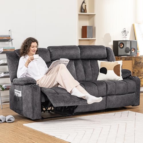 COMHOMA Loveseat Recliner Sofa,Fabric Home Theater Seating Seats,RV Manual Reclining Chair with Bluetooth Speakers,Living Room Furniture Set COMHOMA