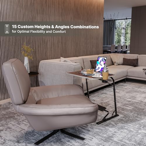 FoldWise Foldable Laptop Table - Wooden Height Adjustable Couch Table & Portable Laptop Desk with Footrest, Edge Stopper, Cupholder, Tablet Holder & Tilting Desktop FoldWise