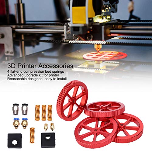 3D Printer Extruder Upgrade Kit | Red Hand Twist Leveling Nut & Springs Dampers Set | Enhanced Filament Supply & Bed Stability | Compatible with Most FDM Printers FRELEAN
