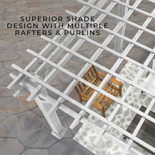 Backyard Discovery 14x10 ft Hawthorne White Galvanized Steel Pergola w/Soft Sail Shade, Spacious, Rust Resistant, UV Protection, Resist Winds Up to 100 MPH, Durable, Powerport USB & Electrical Outlet Backyard Discovery