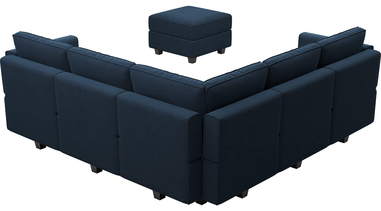 Belffin Modular Sectional Sofa with Storage Seats Velvet L Shaped Corner Couch Convertible Sectional Sofa with Chaise (Blue, L Shape-1)… Belffin