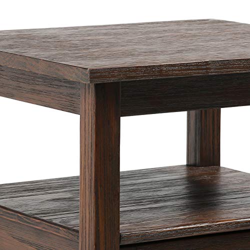 SIMPLIHOME Warm Shaker SOLID WOOD 20 inch Wide Rectangle Rustic End Table in Distressed Charcoal Brown with Storage, 1 Drawer, 1 Shelf, for the SIMPLIHOME