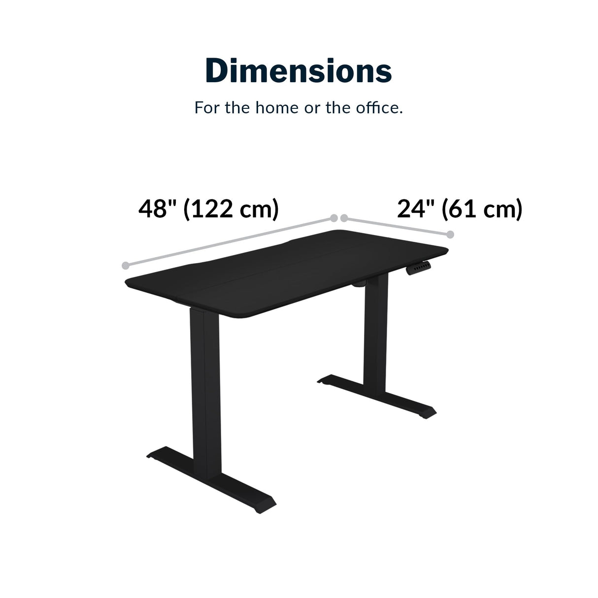 Vari Essential Height Adjustable Electric Standing Desk - Home Office Standing Desk with VariDesk Sturdy T-Legs - Quiet Motorized Standing Desk - 48x24 Inch Small Standing Desk - Black, 1 Box Vari