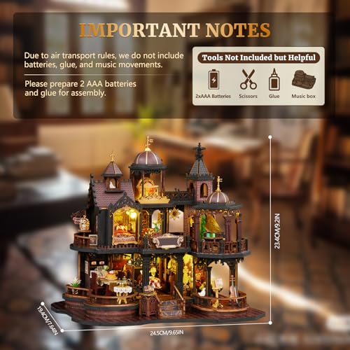 SUNNINO Miniature Dollhouse Kit, DIY Mini House Building Kits for Adults to Building with Furnitures Tiny House Bookshelf Decor Christmas Birthday Gifts for Family Lovers, Edinburgh Castle