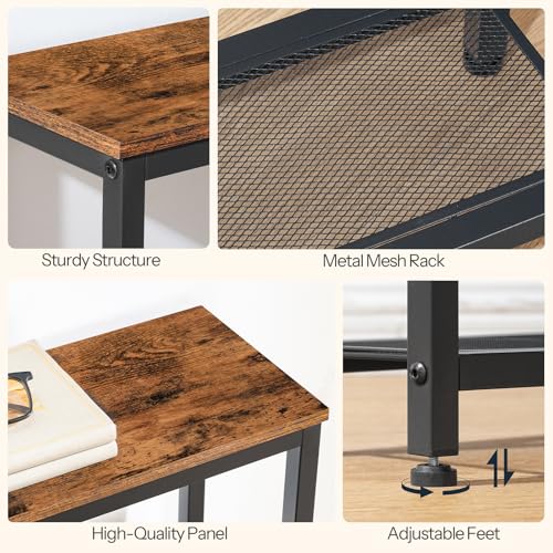 HOOBRO Narrow Console Table, Sofa Table, 44.9" Skinny Entryway Behind Couch Table with Storage Shelves, Long Hallway Table for Living Room, Foyer, Hallway, Rustic Brown and Black BF86XG01 HOOBRO