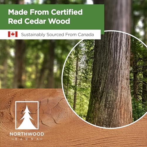 Northwood Sauna - Sauna Backrest - Handmade from Canadian Red Cedar Wood - Comfortable S-Shape with Anti-Slip Pads Northwood Sauna