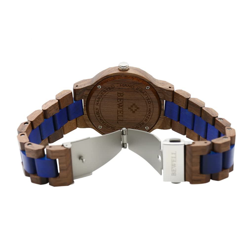 BEWELL Wood Watch,Analog Quartz Polygon Wooden Watches for Men Unique Gift BEWELL