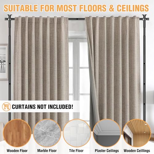 AKTOP Room Divider Curtain Rod, No Drilling Privacy Room Separator for Space Partition, 4-10.5ft(H) 29-73”(W) Adjustable Heavy Duty Floor to Ceiling Wall Divider Tension Rod for Room Separation, Black AKTOP