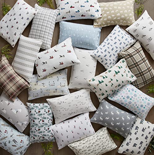 Eddie Bauer - Queen Sheets, Cotton Flannel Bedding Set, Brushed For Extra Softness, Cozy Home Decor (Snowflake Fair Isle, Queen) Eddie Bauer