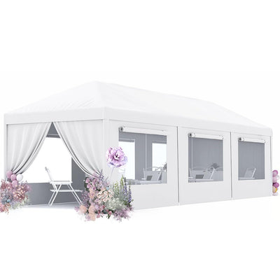 Quictent 10'x 30' Outdoor Heavy Duty Tent for Party Wedding Canopy White Waterproof Gazebo with Removable Mesh Windows Sidewalls Event Shelters