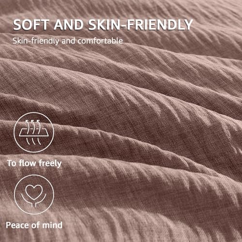 Geniospin King Size Comforter Set- 7 Piece Misty Rose Textured King Bedding Set, Soft Solid Bed in a Bag for All Season, King Comforter Set with Sheets(Misty Rose,102''x90'') Geniospin