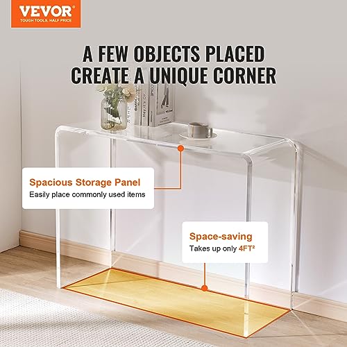 VEVOR Clear Acrylic Console Table, Sleek Transparent Acrylic End Table, Versatile Acrylic Side Table 37.95x15x29.13 inch, Ideal for Entryway, Lounge, or Dining Area VEVOR