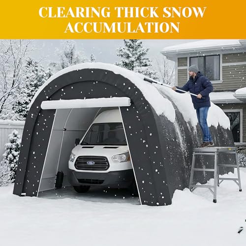 Kiss the Water Domed Carport with 4 Cloth Bags, Portable Garage with 2 Roll-up Doors, Heavy Duty Car Canopy Party Tent, All-Season Storage Shelter Shed for Boat, Truck, or Garden Tools, 12' x 25' Kiss the Water