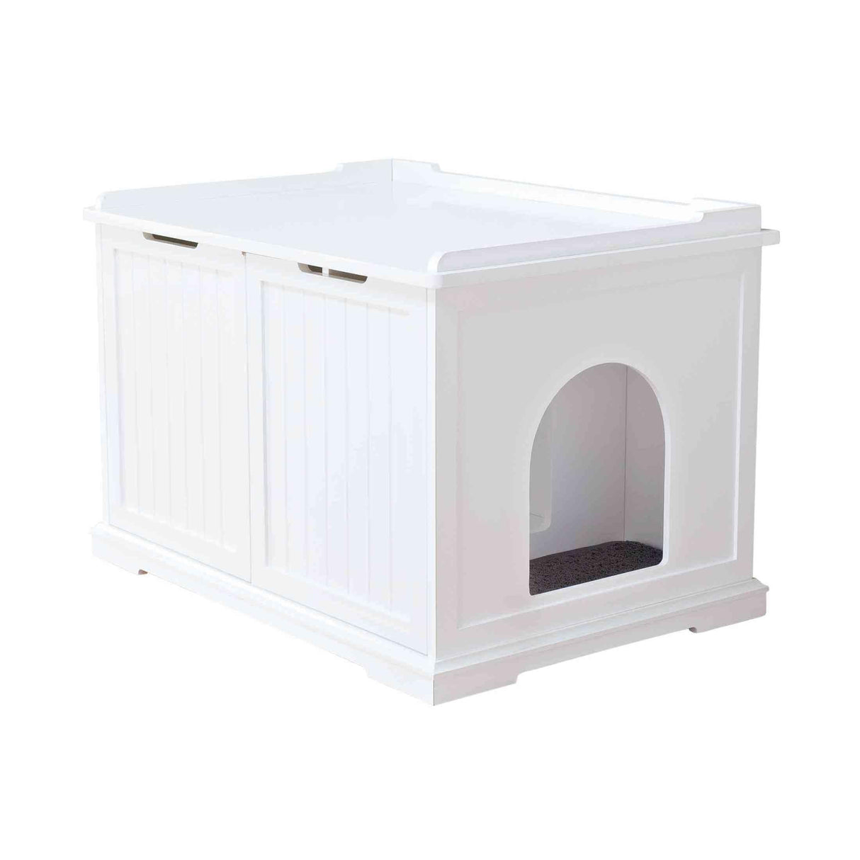 TRIXIE XL Furniture Litter Box Enclosure (White), Hidden Litter Box for Cats with Openings on Either Ends & Large Ventilations Slots, Double Doors for Easy Cleaning, Removable Divider TRIXIE