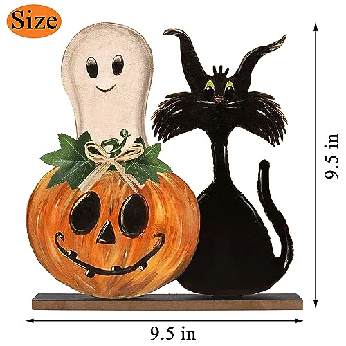 Halloween Decorations Indoor Halloween Wooden Signs Halloween Decor Pumpkin Ghost Decor Table Signs Halloween Tiered Tray Decor Rustic Farmhouse Home Living Room Decor OWUH