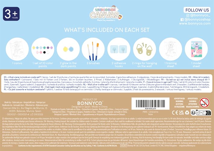 BONNYCO Paint by Numbers Kit for Kids Unicorns Pack 3 Canvas Paint by Number Canvas Framed Pre Drawn, Unicorn Gifts for Girls | Arts and Kids Crafts 4-6 8-12, Pintar por Numeros | Unicorn Craft BONNYCO