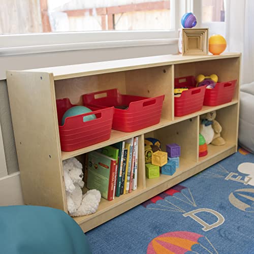 ECR4Kids 5-Compartment Mobile Storage Cabinet, 24in, Classroom Furniture, Natural ECR4Kids