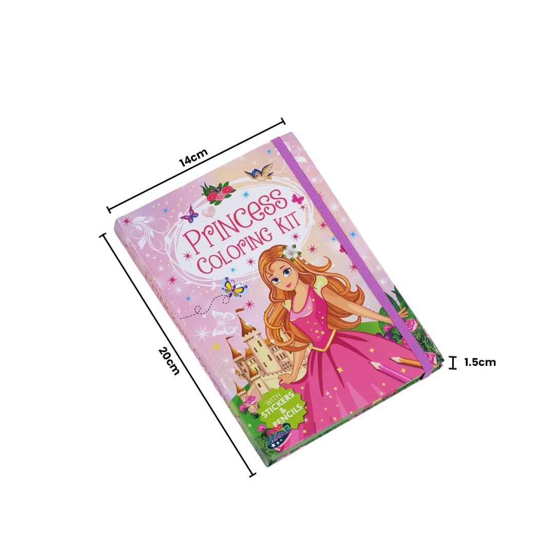 FIRSTJIGGLE Princess Colouring Art Kit for Girls Age 3 4 5 6 7 8 Old | 48 Pages & 8 Sticker Sheets | 6 Color Pencils | Magical Princess Scenes | Creative Activity Book for Fun, Learning and Gift FIRSTJIGGLE