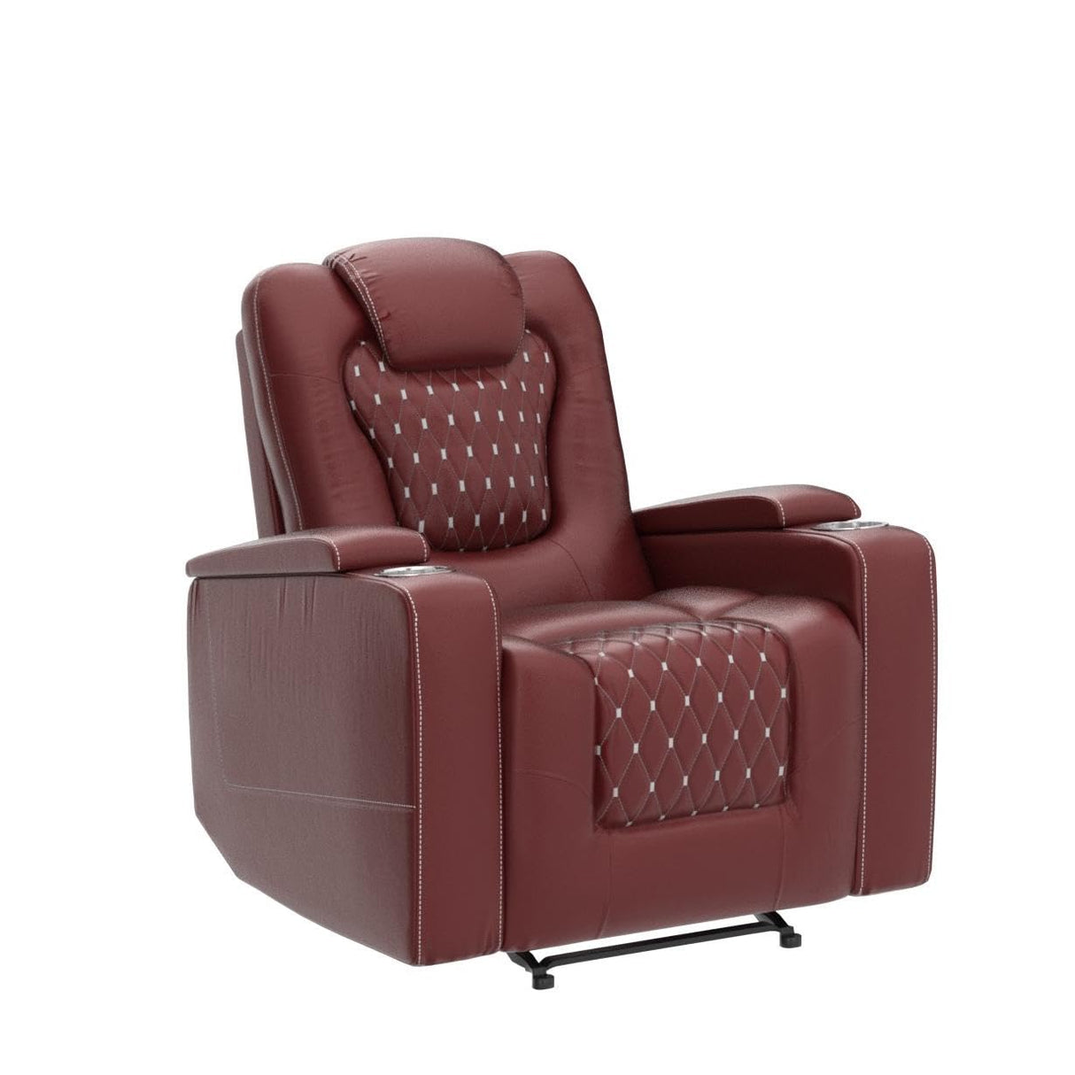 ANJ Power Recliner Chair Set of 3, Electric Soft Leather Reclining Home Theater Seating - USB Ports, Cup Holders, Hidden Arm Storage Movie & Media Room Chairs (Red) ANJ