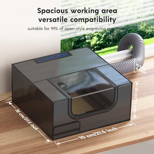 LONGER Laser Engraver Enclosure with Vent 27.5x27.5x11.8 inches Laser Cutter Machine Protective Cover for Most Laser Engraving Machine Insulates Against Smoke and Odor, Noise Reduction, Eye Protection Longer
