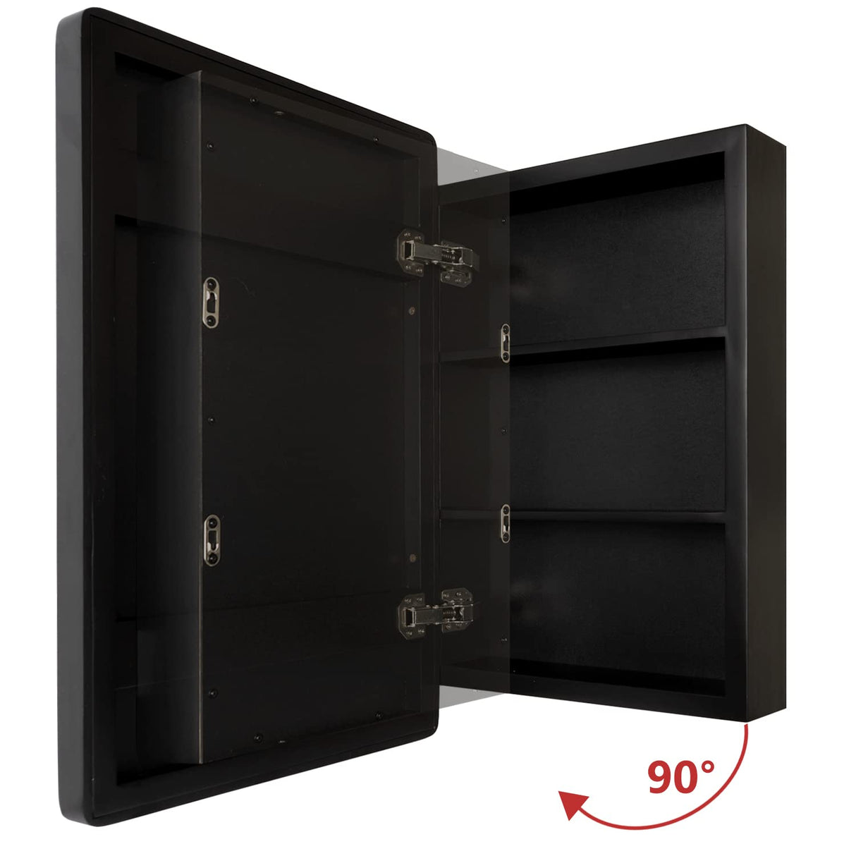 H & A Medicine Cabinet Bathroom Mirror, 24''x16'' Farmhouse Wood Frame Bathroom Medicine Cabinet with Mirror, Vanity Mirrors Recess or Surface Mounted Installation (Black) H & A