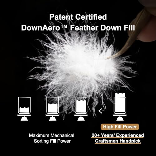 DownAero™ Feather Down Comforter 100% Cotton, High Fill Power Medium Warmth for All Season Duvet Insert, California King Comforter White DownAero