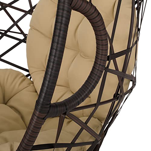 Christopher Knight Home Isaiah Indoor/Outdoor Wicker Tear Drop Hanging Chair (Stand Not Included), Multi-Brown and Tan Christopher Knight Home