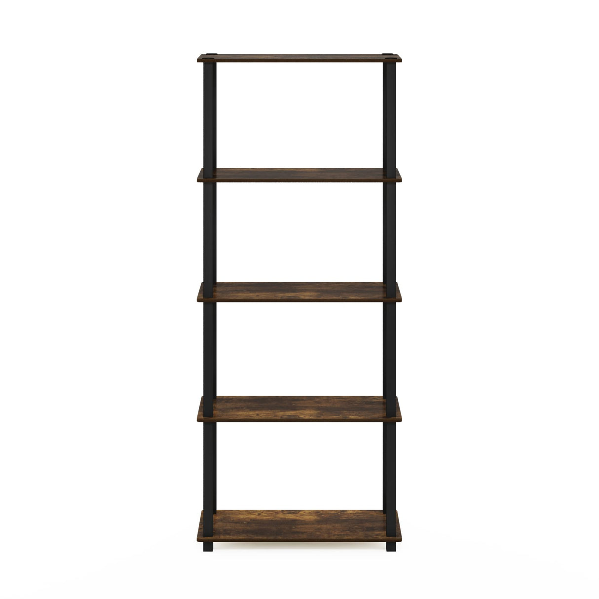 Furinno Turn-S-Tube 5-Tier Multipurpose Shelf Display Rack with Square Tubes, Amber Pine/Black Furinno