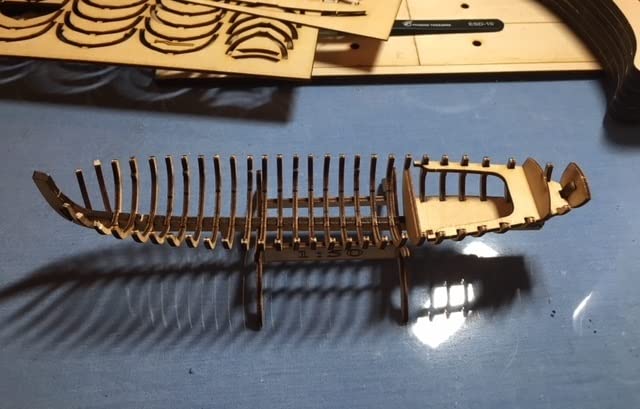 GAWEGM Ship Model - Whole Ribbed Double Mast Fishing Boat with Metal Accessories GAWEGM