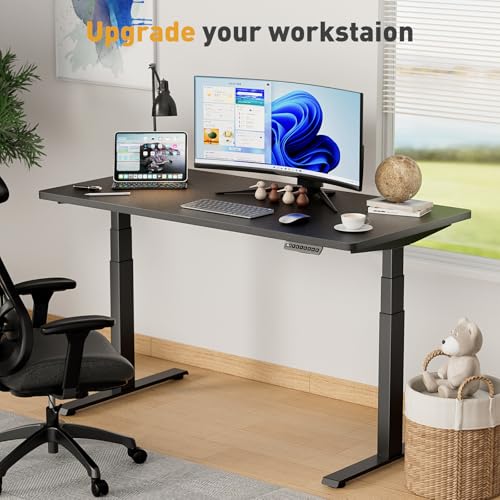 VVENACE 3 Stage Dual Motor Electric Standing Desk Legs Only, 286lb Load Capacity, Height Adjustable from 23.6" to 49.3", Standing Desk Frame, Sit Stand Desk Base with 4 Memory Presets (Black) VVENACE