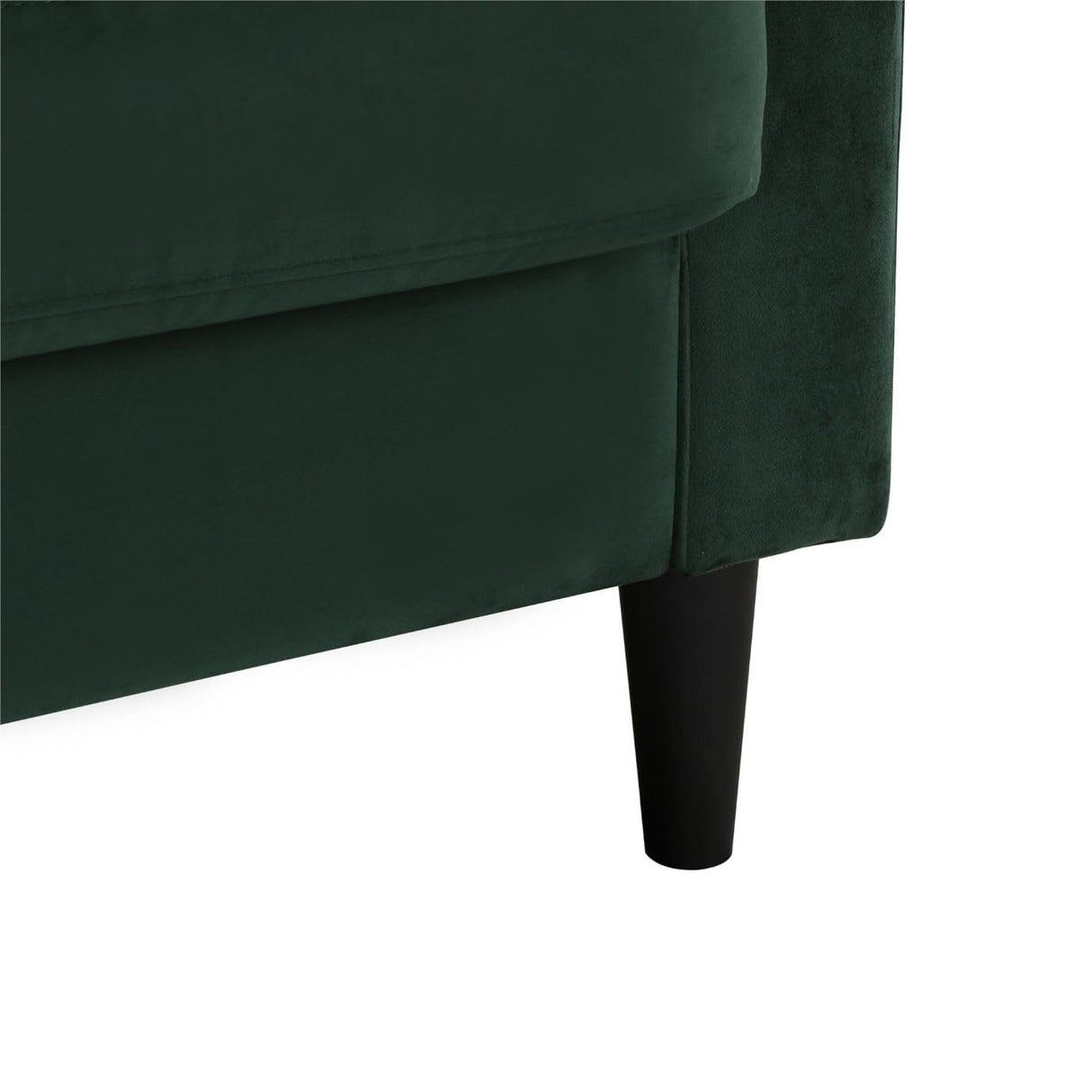 CosmoLiving by Cosmopolitan Strummer Modern Reversible Sectional Couch Upholstered in Green Velvet Fabric with Floating Ottoman CosmoLiving by Cosmopolitan
