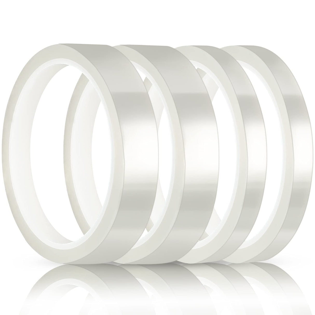 4 Rolls Heat Tapes for Heat Press, Heat Transfer Tape Sublimation Heat Resistant Temperature Tape for Electronics Printing DIY Crafts on T-Shirt Fabrics, 10 mm x 33 m, 20 mm x 33 m (Transparent) Outus