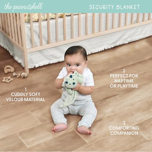 The Peanutshell 4 Piece Nursery Bundle: Crib Sheet & Dinosaur Baby Tummy Time Mat & Nursery Decor & Dino Plush Security Blanket Play Toy The Peanutshell