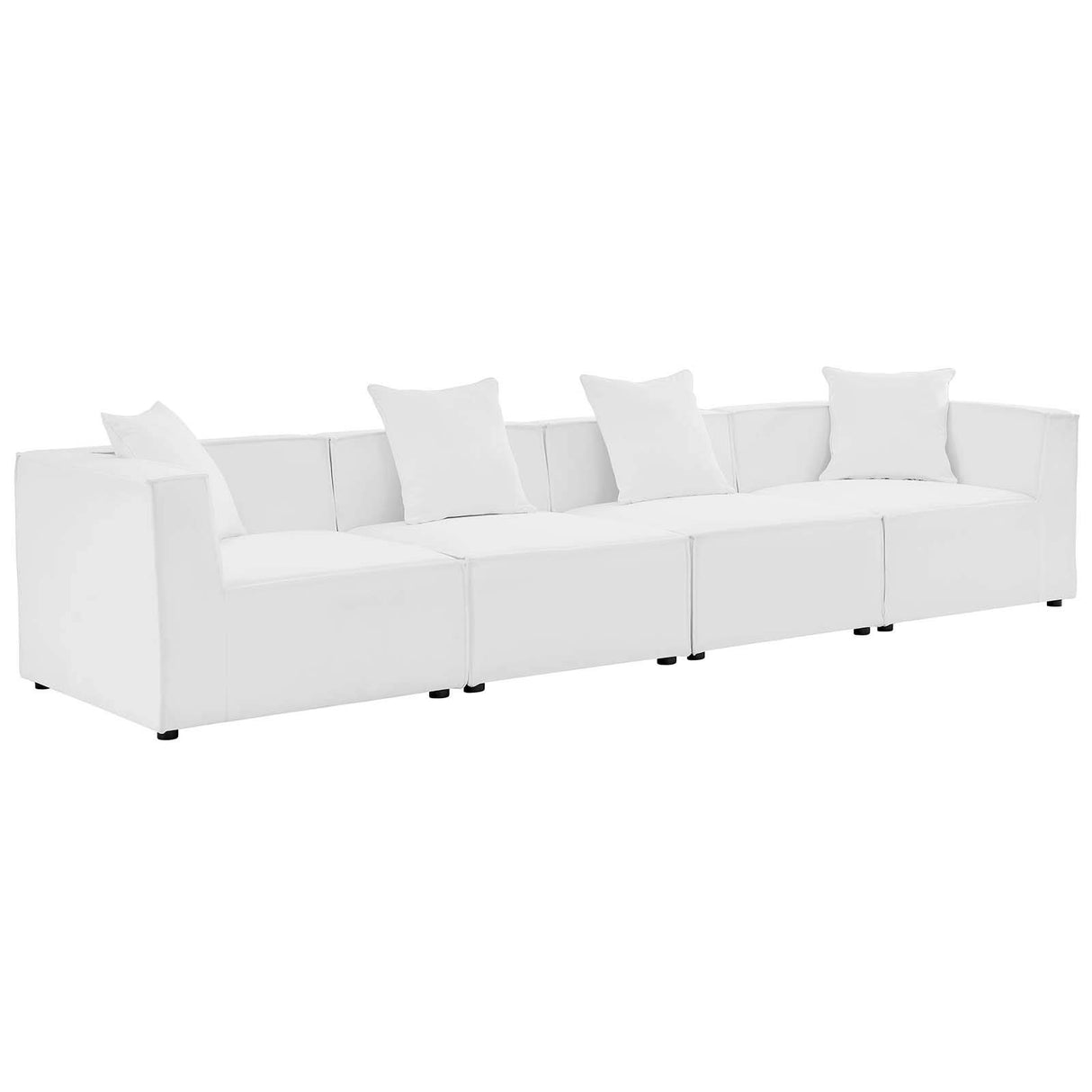 Modway EEI-4381-WHI Saybrook Patio Upholstered 4-Piece Sectional Sofa in White Modway