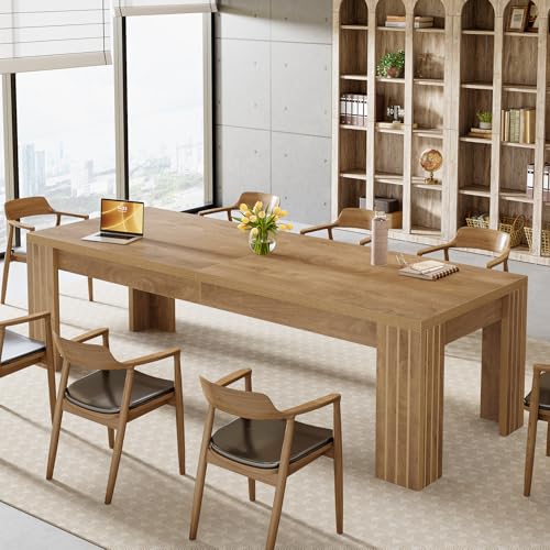 Tribesigns 6.5 ft Conference Table, 78.74-Inch Narrow Long Rectangular Conference Room Table for 6-8 People, Business Furniture Boardroom Desk for Office Meeting Seminar, Brown Tribesigns