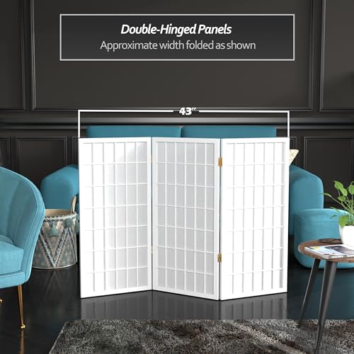 3 ft. Short Window Pane Shoji Screen - White - 3 Panels Red Lantern