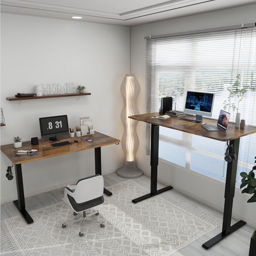Whole Piece Manual Standing Desk Adjustable Height with Lockable Casters- Hand Crank Stand up Desk with Wheels, Mobile Sit to Stand Workstation with Handle iWkstation