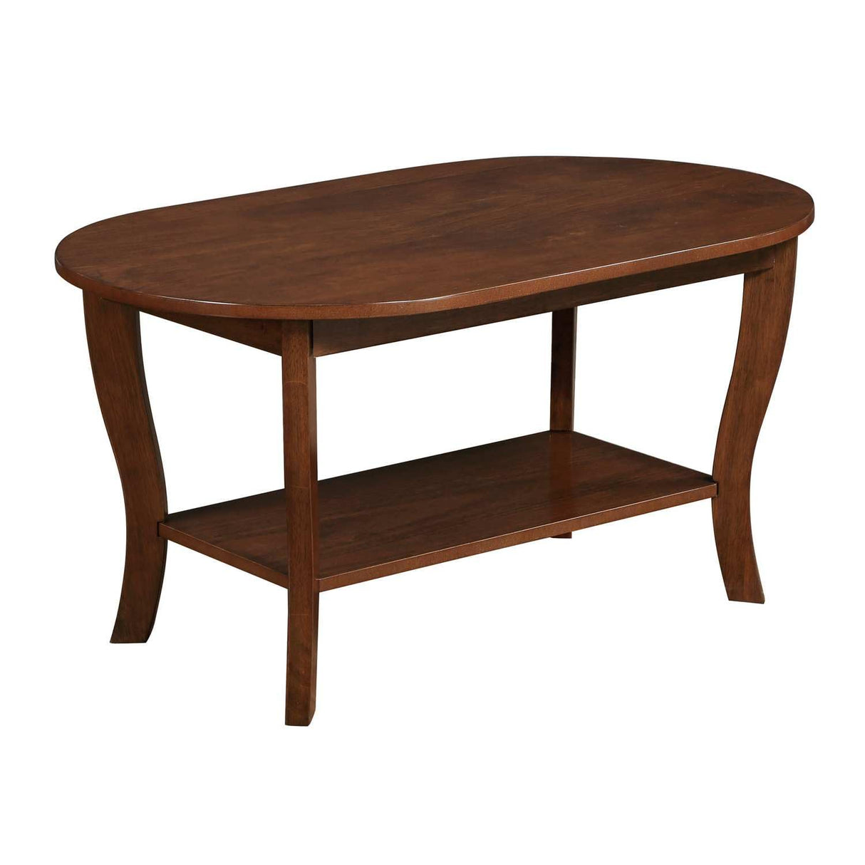 Convenience Concepts American Heritage Oval Coffee Table with Shelf in Espresso Wood Finish Convenience Concepts