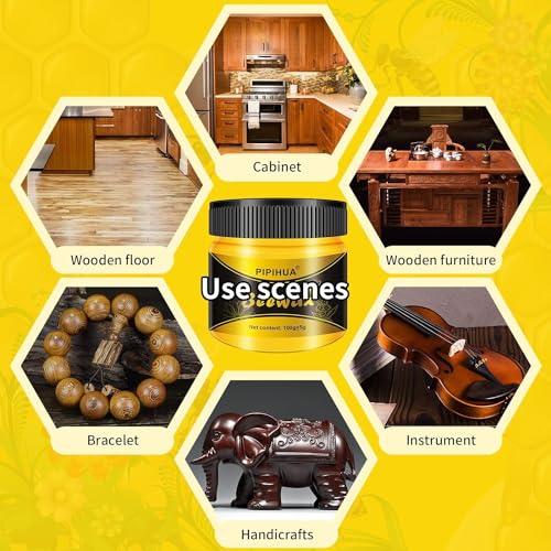 PIPIHUA Beeswax Polish and Conditioner for Wood Furniture - Waterproof & Repair Wax, Multipurpose Wood Cleaner and Furniture Polish (2 x 100g with 4 PIPIHUA