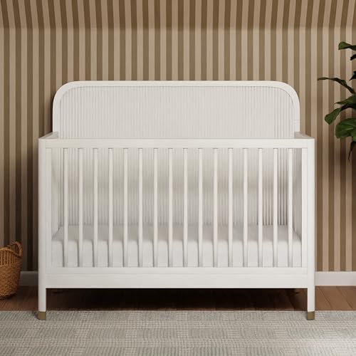 Namesake Brimsley Tambour 4-in-1 Convertible Crib in Warm White, GREENGUARDGold Certified NAMESAKE