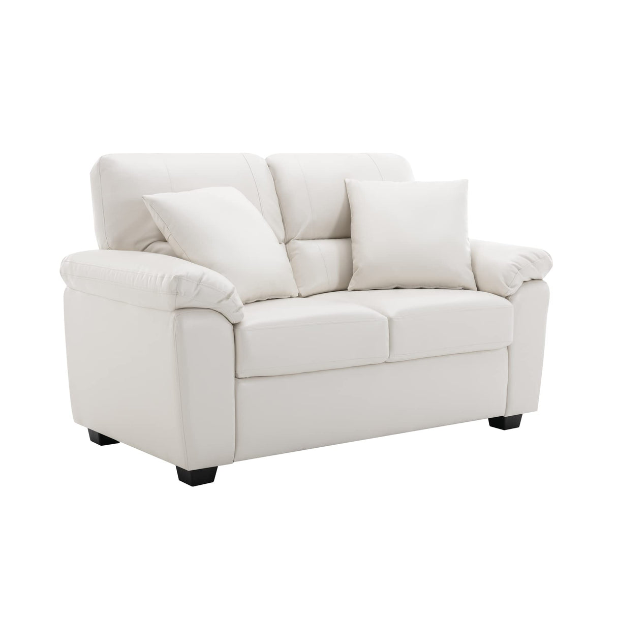 Morden Fort Faux Leather Loveseat Sofas, White Modern Luxury and Comfy Furniture Sleeper Couches for Living Room, Apartment, Office, Reading Room Morden Fort